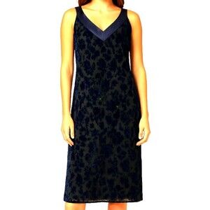 VTG Sigrid Olsen Silk Burnout Velvet Slip Midi Dress sz 14 Iridescent Satin Y2K